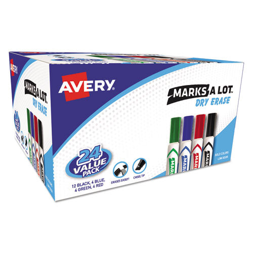 Marks A Lot Desk-style Dry Erase Marker, Broad Chisel Tip, Black, Dozen (24408)