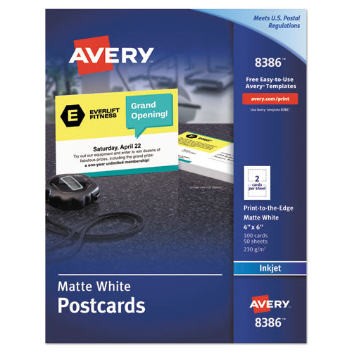 Printable Postcards, Inkjet, 65 Lb, 4.25 X 5.5, Textured Matte White, 120 Cards, 4 Cards/sheet, 30 Sheets/box