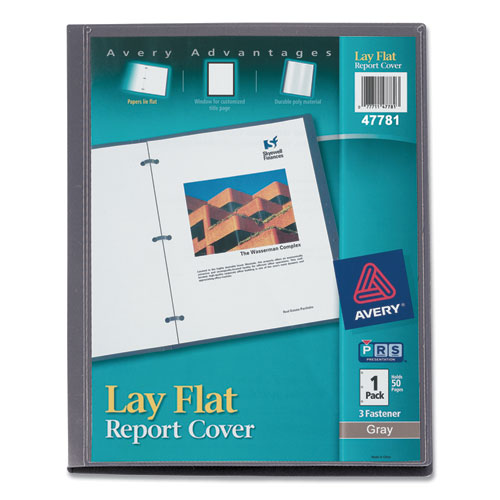 Lay Flat View Report Cover, Flexible Fastener, 0.5" Capacity, 8.5 X 11, Clear/gray