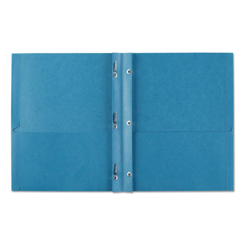 Two-pocket Folder, Prong Fastener, 0.5" Capacity, 11 X 8.5, Light Blue, 25/box