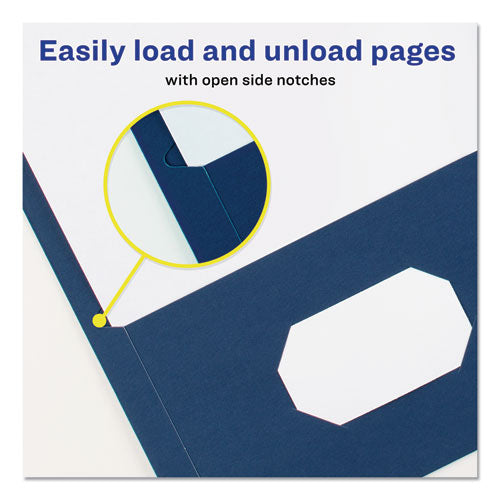 Two-pocket Folder, 40-sheet Capacity, 11 X 8.5, Dark Blue, 25/box