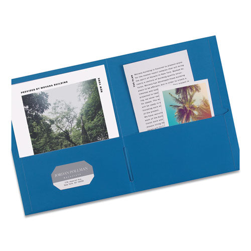 Two-pocket Folder, 40-sheet Capacity, 11 X 8.5, Light Blue, 25/box