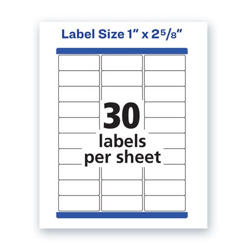 Waterproof Address Labels With Trueblock And Sure Feed, Laser Printers, 1 X 2.63, White, 30/sheet, 50 Sheets/pack