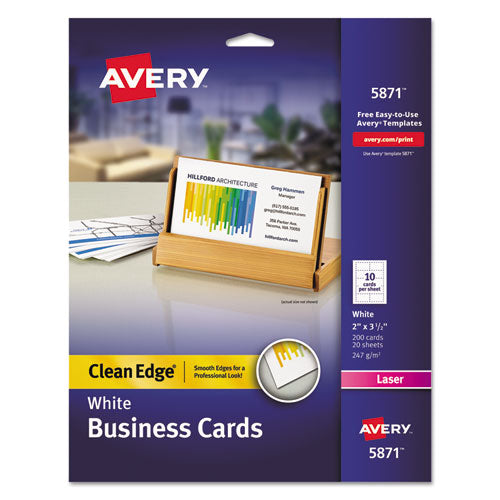 Clean Edge Business Card Value Pack, Laser, 2 X 3.5, White, 2,000 Cards, 10 Cards/sheet, 200 Sheets/box