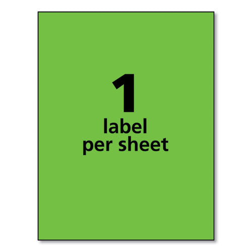 High-visibility Permanent Laser Id Labels, 8.5 X 11, Neon Green, 100/box