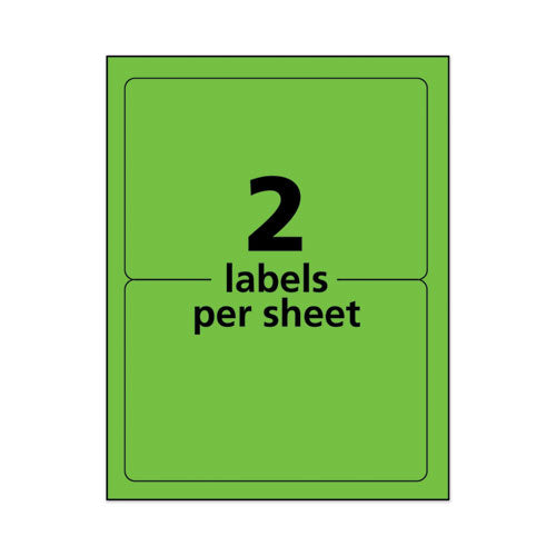 High-visibility Permanent Laser Id Labels, 5.5 X 8.5, Neon Green, 200/box