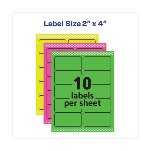 High-visibility Permanent Laser Id Labels, 2 X 4, Neon Assorted, 500/box