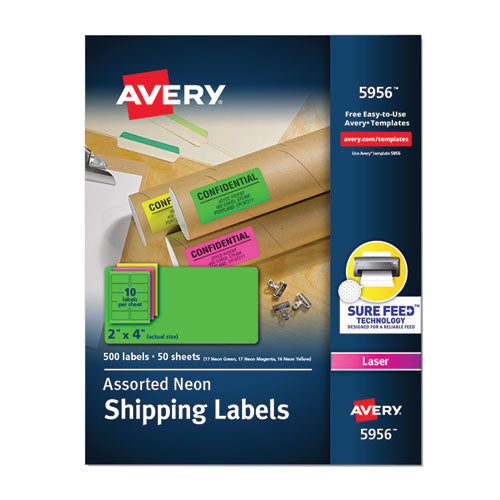 High-visibility Permanent Laser Id Labels, 2 X 4, Neon Assorted, 500/box