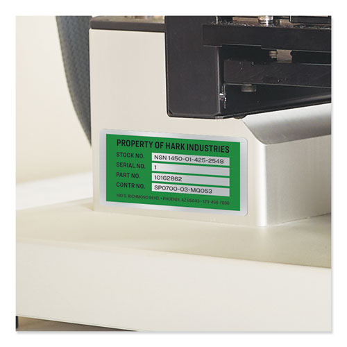 Permatrack Metallic Asset Tag Labels, Laser Printers, 0.75 X 1.5, Metallic Silver, 40/sheet, 8 Sheets/pack