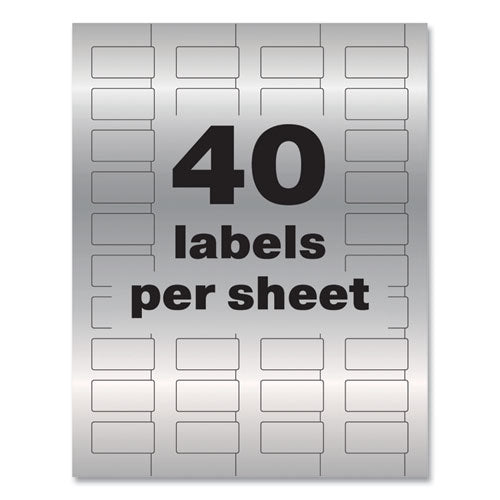 Permatrack Metallic Asset Tag Labels, Laser Printers, 0.75 X 1.5, Metallic Silver, 40/sheet, 8 Sheets/pack