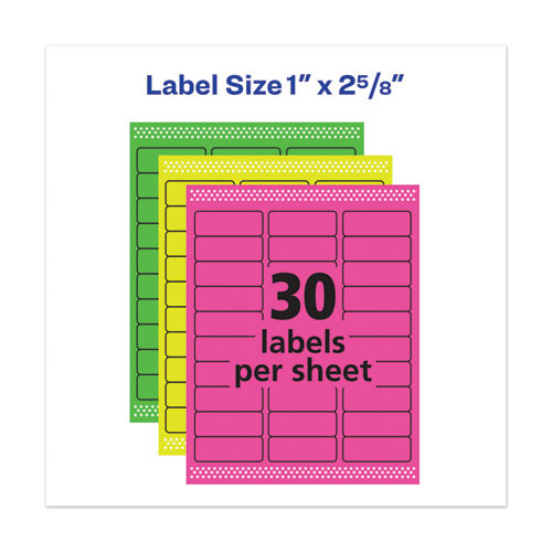 High-vis Removable Laser/inkjet Id Labels W/ Sure Feed, 1 X 2.63, Neon, 360/pk