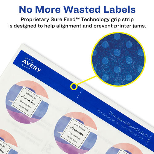 Round Print-to-the Edge Labels With Surefeed And Easypeel, 1.67" Dia, Glossy Clear, 500/pk