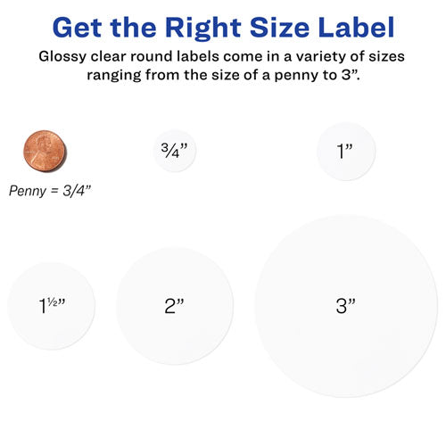 Round Print-to-the Edge Labels With Surefeed And Easypeel, 1.67" Dia, Glossy Clear, 500/pk