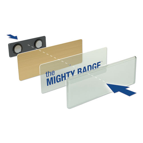 The Mighty Badge Name Badge Holder Kit, Horizontal, 3 X 1, Inkjet, Silver, 10 Holders/ 80 Inserts