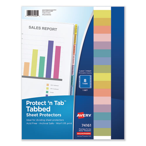 Protect 'n Tab Top-load Clear Sheet Protectors W/five Tabs, Letter