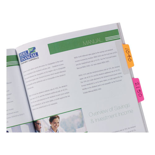 Ultra Tabs Repositionable Tabs, Standard: 2" X 1.5", 1/5-cut, Assorted Neon Colors, 48/pack