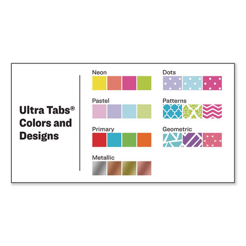 Ultra Tabs Repositionable Tabs, Wide And Slim: 3" X 1.5", 1/3-cut, White, 24/pack