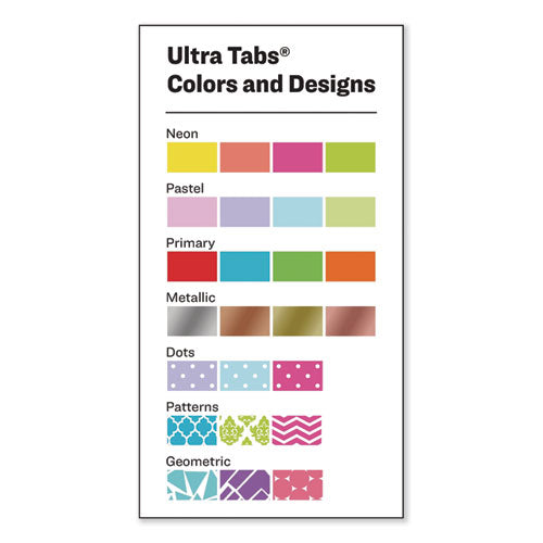 Ultra Tabs Repositionable Tabs, Wide And Slim: 3" X 1.5", 1/3-cut, White, 24/pack