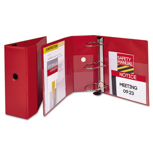 Heavy-duty Non-view Binder With Durahinge, Locking One Touch Ezd Rings And Thumb Notch, 3 Rings, 5" Capacity, 11 X 8.5, Red