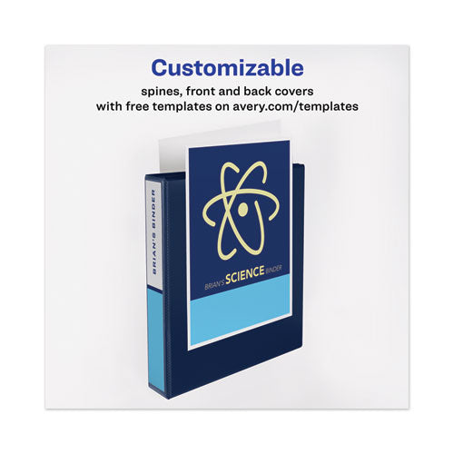 Heavy-duty View Binder With Durahinge And One Touch Ezd Rings, 3 Rings, 1.5" Capacity, 11 X 8.5, Navy Blue