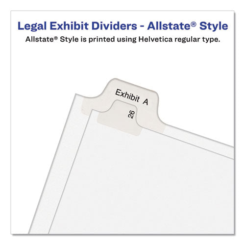 Preprinted Legal Exhibit Side Tab Index Dividers, Allstate Style, 26-tab, Exhibit A To Exhibit Z, 11 X 8.5, White, 1 Set