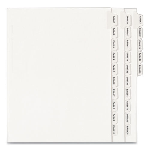 Preprinted Legal Exhibit Side Tab Index Dividers, Allstate Style, 25-tab, Exhibit 1 To Exhibit 25, 11 X 8.5, White, 1 Set