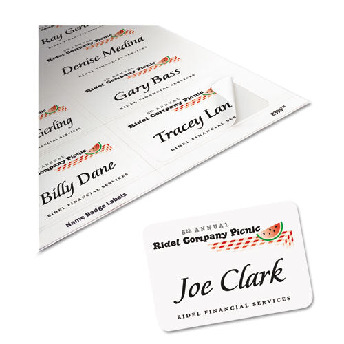 Flexible Adhesive Name Badge Labels, 3.38 X 2.33, White, 160/pack