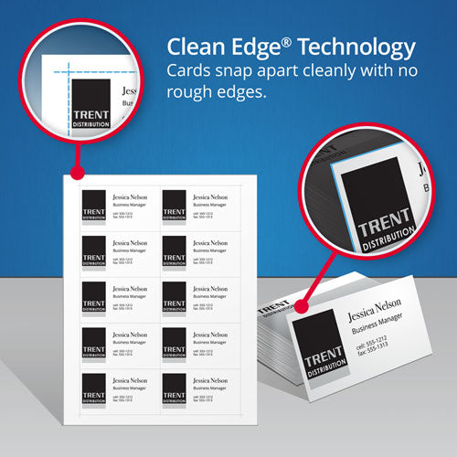 True Print Clean Edge Business Cards, Inkjet, 2 X 3.5, Glossy White, 200 Cards, 10 Cards Sheet, 20 Sheets/pack