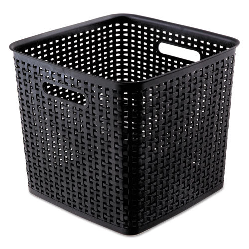 Plastic Weave Bin, Desk Organization Set, 13.8" X 10.1" X 4.68", Black, 5/pack