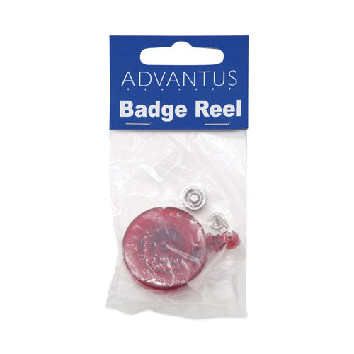 Translucent Retractable Id Card Reel, 30" Extension, Red, 12/pack
