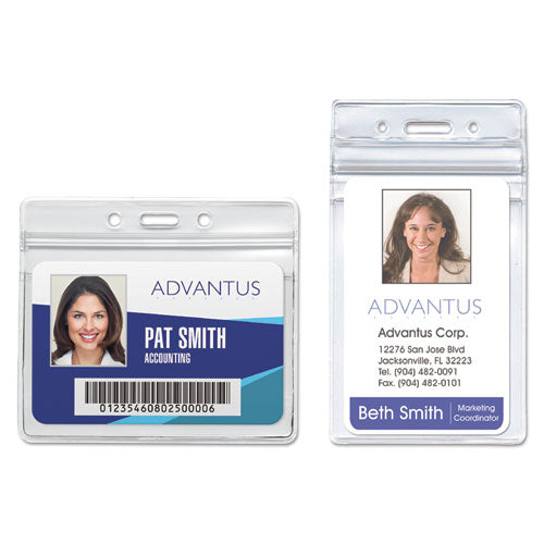 Resealable Id Badge Holders With 30" Cord Reel, Vertical, Frosted 3.68" X 5" Holder, 2.5" X 4" Insert, 10/pack