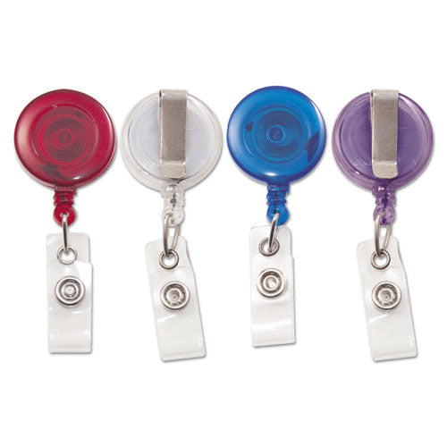 Deluxe Retractable Id Card Reel, 30" Extension, Assorted Colors, 20/pack