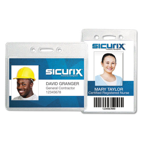 Sicurix Badge Holder, Horizontal, 2.13 X 3.38, Clear, 12/pack