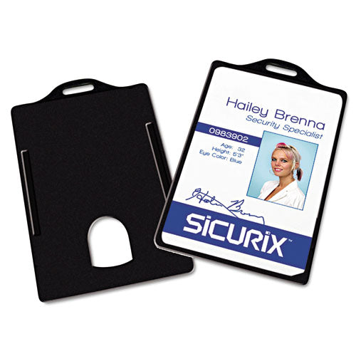 Sicurix Badge/card Holder, 4 X 2 9/10, Black, 25/pack