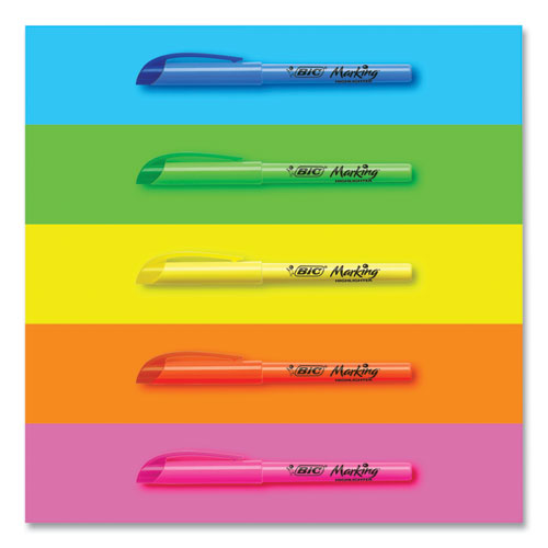 Brite Liner Highlighter, Fluorescent Blue Ink, Chisel Tip, Blue/black Barrel, Dozen