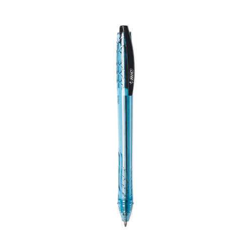 Revolution Ocean Bound Ballpoint Pen, Retractable, Medium 1 Mm, Black Ink/translucent Blue Barrel, Dozen