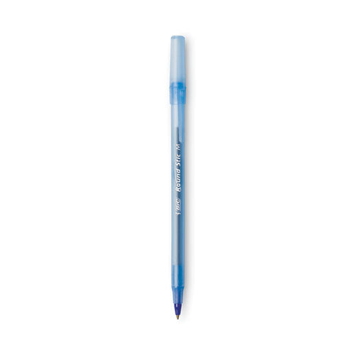 Round Stic Xtra Life Ballpoint Pen, Stick, Medium 1 Mm, Blue Ink, Translucent Blue Barrel, Dozen