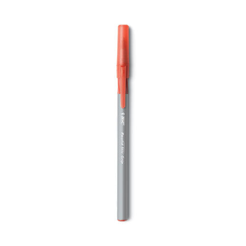 Round Stic Grip Xtra Comfort Ballpoint Pen, Easy-glide, Stick, Medium 1.2 Mm, Red Ink, Gray/red Barrel, Dozen