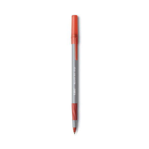 Round Stic Grip Xtra Comfort Ballpoint Pen, Easy-glide, Stick, Medium 1.2 Mm, Red Ink, Gray/red Barrel, Dozen