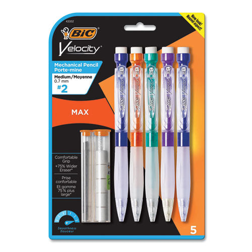 Velocity Max Pencil, 0.5 Mm, Hb (#2), Black Lead, Gray Barrel, 2/pack