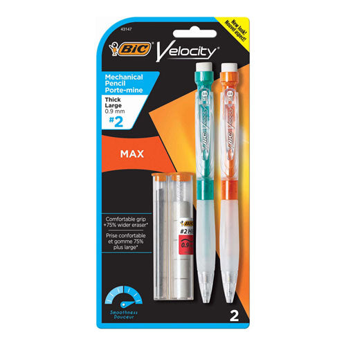 Velocity Max Pencil, 0.5 Mm, Hb (#2), Black Lead, Gray Barrel, 2/pack