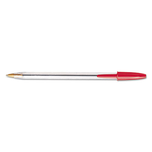 Cristal Xtra Smooth Ballpoint Pen, Stick, Medium 1 Mm, Red Ink, Clear Barrel, Dozen