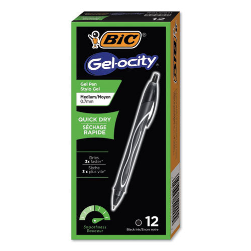 Gel-ocity Quick Dry Gel Pen, Retractable, Medium 0.7 Mm, Blue Ink, Blue Barrel, Dozen