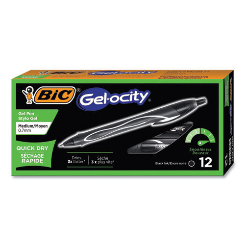 Gel-ocity Quick Dry Gel Pen, Retractable, Medium 0.7 Mm, Blue Ink, Blue Barrel, Dozen