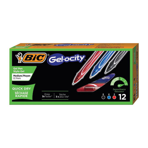 Gel-ocity Quick Dry Gel Pen, Retractable, Fine 0.7 Mm, 12 Assorted Ink And Barrel Colors, Dozen