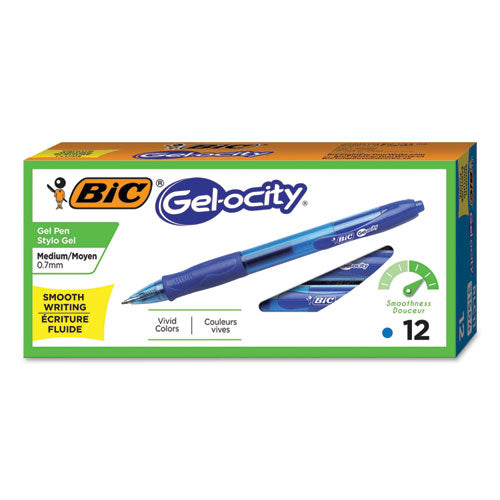 Gel-ocity Gel Pen, Retractable, Medium 0.7 Mm, Blue Ink, Translucent Blue Barrel, Dozen