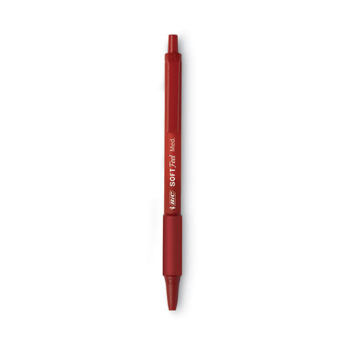 Soft Feel Ballpoint Pen, Retractable, Medium 1 Mm, Red Ink, Red Barrel, Dozen