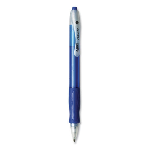 Velocity Easy Glide Ballpoint Pen, Retractable, Medium 1 Mm, Blue Ink, Translucent Blue Barrel, Dozen