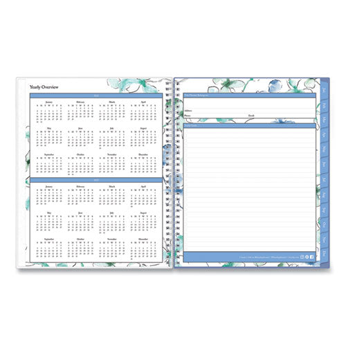 Lindley Weekly/monthly Planner, Lindley Floral Artwork, 11 X 8.5, White/blue/green Cover, 12-month (jan To Dec): 2023