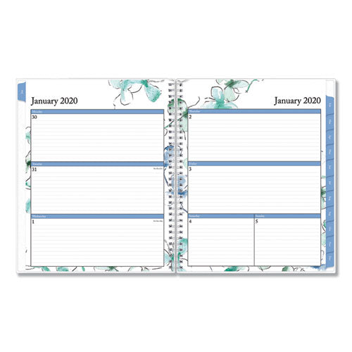 Lindley Weekly/monthly Planner, Lindley Floral Artwork, 11 X 8.5, White/blue/green Cover, 12-month (jan To Dec): 2023